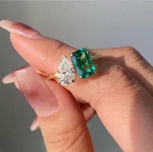 Gold Emerald Rectangle Ring